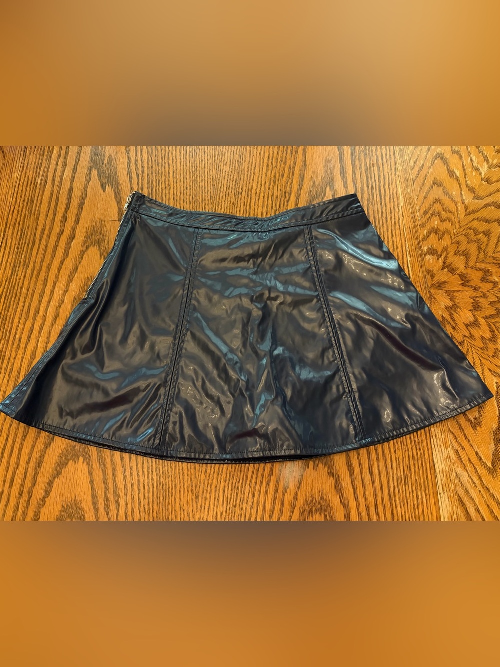 TCEC Blue Faux Leather Skort Built-In Shorts Side Zip Size Mediu